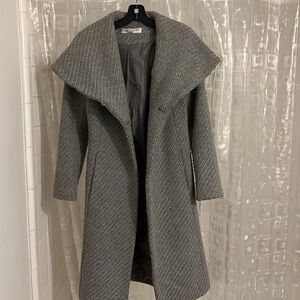 Liz Claiborne Wool Blend Belted Coat with Waterfall Collar, size S, with flaws
